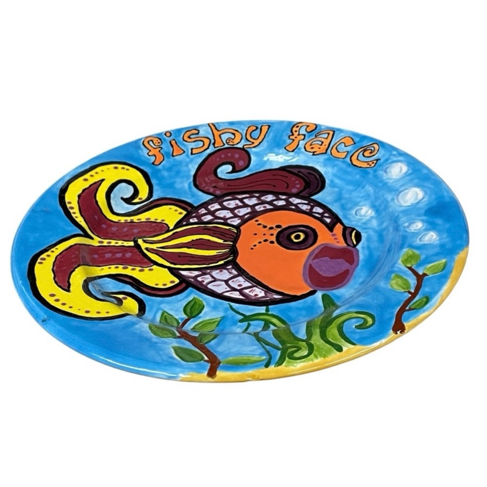 Colorful Fishy Face Ceramic Plate - Picture 3 of 7